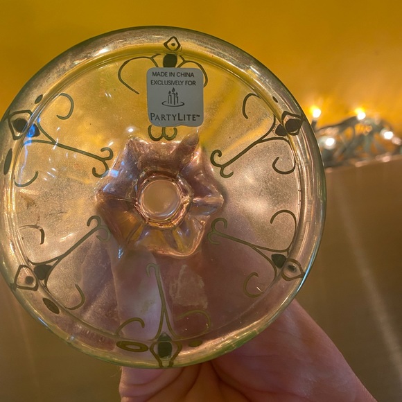 Vintage PartyLite Candlestick pink green iridescen - Picture 4 of 6